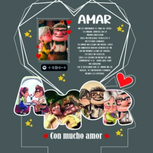 2 PLACA CORAZON LINEAL AMOR FOTOS