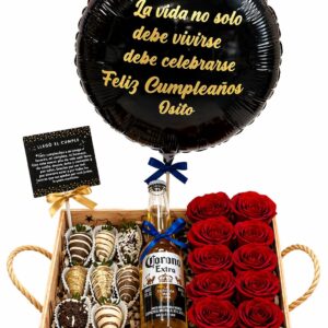 Caja Cumpleaños Fresas y Rosas