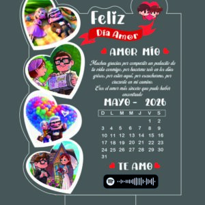 4 PLACA RECTNAGULAR 4 FOTOS CORAZON