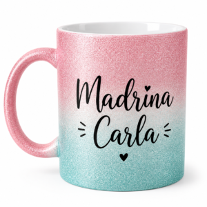Jarro con brillos rosado con azul