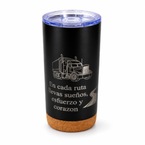 Vaso termico negro con base de corcho
